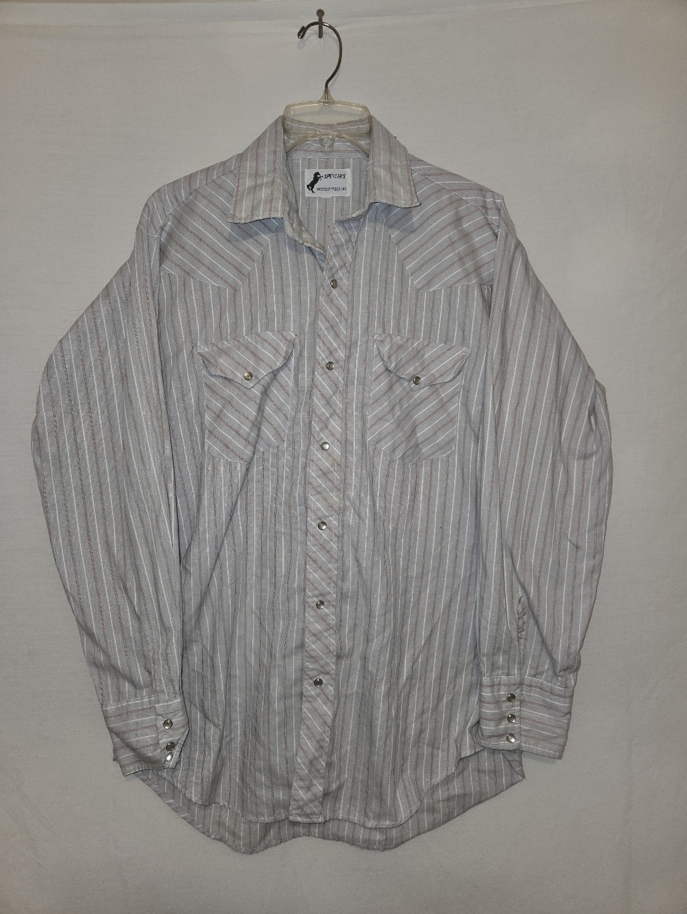 Vintage Peral Snap Long Sleeve Pin Stripe Spencers Western World Size XL